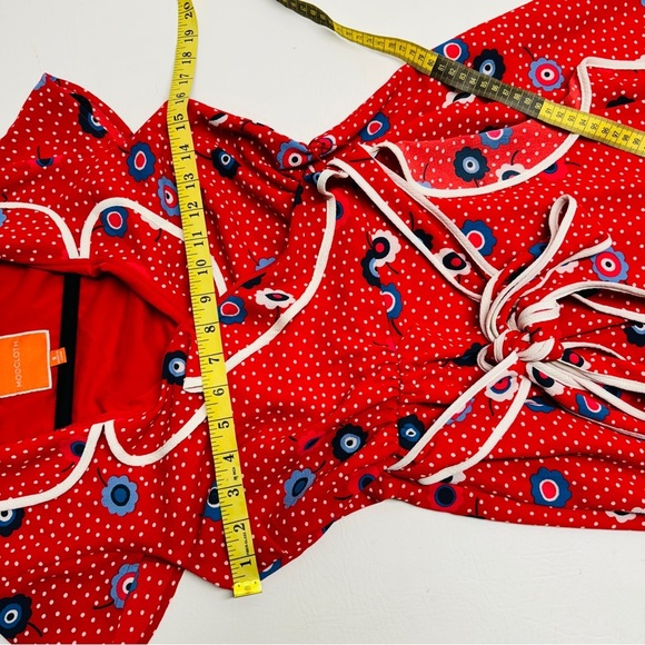 MODCLOTH RED BLUE FLORAL DAPPER DRESS SIZE S - Picture 5 of 8